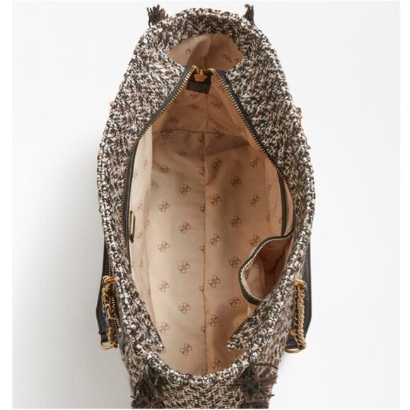 Guess Cessily Tweed Tote in Brown - Picture 4 of 7